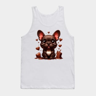 Cute Chocolate Bulldog Illustration Tank Top